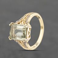 Pre-Owned Silver Glass & Cubic Zirconia Set Shoulders Gold On Silver Dress Ring 41251512