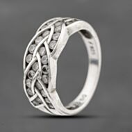 Pre-Owned Silver Cubic Zirconia Plaited Band Ring 41251559