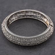 Pre-Owned Vintage Silver Marcasite Filigree Style Hinged Bangle 41251563
