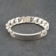 Pre-Owned Silver Heavy Curb 9 Inch Flat Link Identity Bracelet 41251583