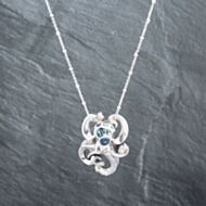 Pre-Owned Silver Abalone Shell Inlay Octopus Pendant & 28 Inch Trace Chain 41251596