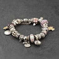 Pre-Owned Pandora Silver Multi Stone Full Assorted Charms & 7.5 Inch Charm Bracelet 41251638