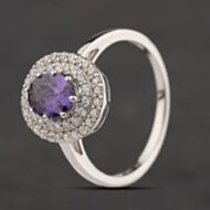 Pre-Owned Sterling Silver Purple & White Cubic Zirconia Oval Cluster Ring 41251661