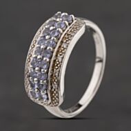 Pre-Owned Sterling Silver Tanzanite & White Zircon Band Ring 41251664
