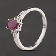 Pre-Owned Sterling Silver Rubellite & White Topaz Shoulder Set Dress Ring 41251675