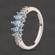Pre-Owned Sterling Silver Synthetic Blue & White Topaz Shoulder Set Dress Ring 41251676