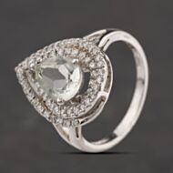 Pre-Owned Sterling Silver Green Amethyst & Cubic Zirconia Cluster Ring 41251677