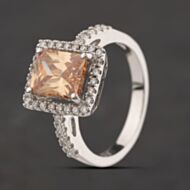 Pre-Owned Sterling Silver Champagne & White Cubic Zirconia Cluster Ring 41251678