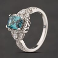 Pre-Owned Sterling Silver Blue & White Cubic Zirconia Cluster Ring 41251682