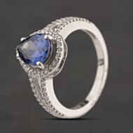 Pre-Owned Sterling Silver Blue & White Cubic Zirconia Cluster Ring 41251685