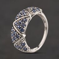 Pre-Owned Sterling Silver Blue Cubic Zirconia Band Ring 41251687