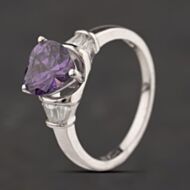 Pre-Owned Sterling Silver Purple & White Cubic Zirconia Heart Shape Dress Ring 41251690