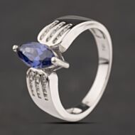 Pre-Owned Sterling Silver Tanzanite & White Cubic Zirconia Marquise Shape Dress Ring 41251691