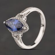 Pre-Owned Sterling Silver Purple & White Cubic Zirconia Marquise Shape Cluster Ring 41251692
