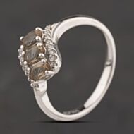 Pre-Owned Sterling Silver Brown & White Cubic Zirconia Dress Ring 41251697