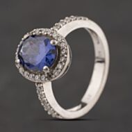 Pre-Owned Sterling Silver Purple & White Cubic Zirconia Oval Cluster Ring 41251700