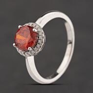 Pre-Owned Sterling Silver Red & White Cubic Zirconia Round Dress Ring 41251702