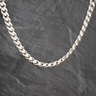 Pre-Owned Silver Half Frosted Link 18 Inch Curb Chain 41251722
