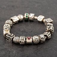 Pre-Owned Silver Chamilia 19 Assorted Charms Snake Bracelet 4125910