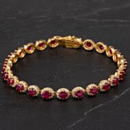 Pre-Owned 18ct Yellow Gold 7 Inch Ruby Bracelet 4128023