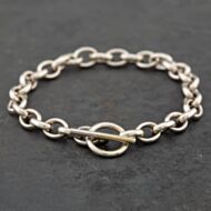 Pre-Owned 9ct White Gold T-Bar 7.5 Inch Curb Chain Bracelet 41281051