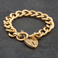 Pre-Owned Vintage 9ct Rose Gold Heavy 7 Inch Curb Chain Bracelet 41281069