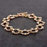 Pre-Owned 9ct Two Colour Gold 8 Inch T-Bar Bracelet 41281166