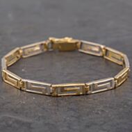 Pre-Owned 18ct Two Colour Gold Greek Key 7 Inch Chain Bracelet 41281217