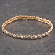 Pre-Owned 9ct Yellow Gold 0.50ct Single Cut Diamond Tennis 7.5 Inch Bracelet 41281307