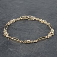 Pre-Owned 9ct Yellow Gold Brick & Bar 7.5 Inch Chain Bracelet 41281423