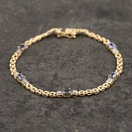 Pre-Owned 14ct Yellow Gold Sapphire & Diamond Set 7 Inch Bracelet 41281430