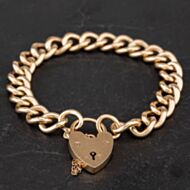 Pre-Owned 9ct Yellow Gold 7.5 Inch Padlock Open Curb Bracelet 4128146