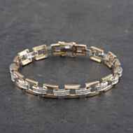 Pre-Owned 9ct Two Colour Gold 0.33ct Diamond Set 7 Inch Bar Bracelet 41281480
