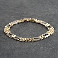 Pre-Owned 9ct Two Colour Gold Brick & Bar 7 Inch Chain Bracelet 41281506