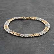Pre-Owned 14ct Two Colour Gold 8 Inch Byzantine Chain Bracelet 41281508