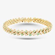 Pre-Owned 18ct Yellow Gold 1.70ct Emerald & 4.50ct Brilliant Cut Diamond 3 Row 7 Inch Bracelet 41281517