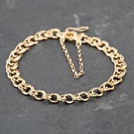 Pre-Owned 9ct Yellow Gold Double 7.5 Inch Curb Chain Bracelet 41281564