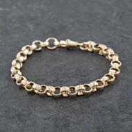 Pre-Owned Vintage 9ct Yellow Gold Patterned Link 7 Inch Belcher Chain Bracelet 41281570