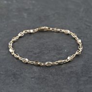 Pre-Owned 9ct Two Colour Gold Fancy 7.5 Inch Chain Bracelet 41281574