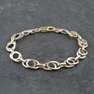 Pre-Owned 9ct Two Colour Gold Double Oval 7 Inch Chain Bracelet 41281578