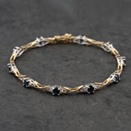 Pre-Owned 18ct Two Colour Gold Sapphire & 0.33ct Diamond Set 7.5 Inch Bracelet 41281585