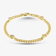 Pre-Owned 18ct Yellow Gold Diamond Set 7.5 Inch Curb Bracelet 41281592