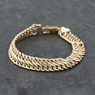 Pre-Owned 9ct Yellow Gold Two Row 7.5 Inch Curb Bracelet 41281597