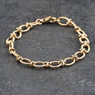 Pre-Owned 9ct Yellow Gold Oval Rope Edged 7.25 Inch Belcher Chain Bracelet 41281604