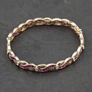Pre-Owned 14ct Yellow Gold Ruby & 0.25ct Diamond Articulating Infinity Link 7 Inch Bracelet 41281611