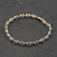 Pre-Owned 9ct Yellow Gold Blue Topaz 7 Inch Bracelet 41281612