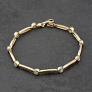 Pre-Owned 9ct Yellow Gold Cubic Zirconia 7.5 Inch Bar Bracelet 41281614