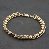 Pre-Owned 9ct Yellow Gold Roller Ball 8 Inch Chain Bracelet 41281617
