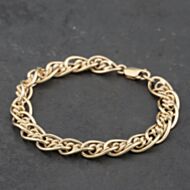 Pre-Owned 9ct Yellow Gold Triple Link Rope Textured 8.5 Inch Curb Chain Bracelet 41281618