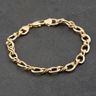 Pre-Owned 9ct Yellow Gold Fancy 8 Inch Curb Chain Bracelet 41281625